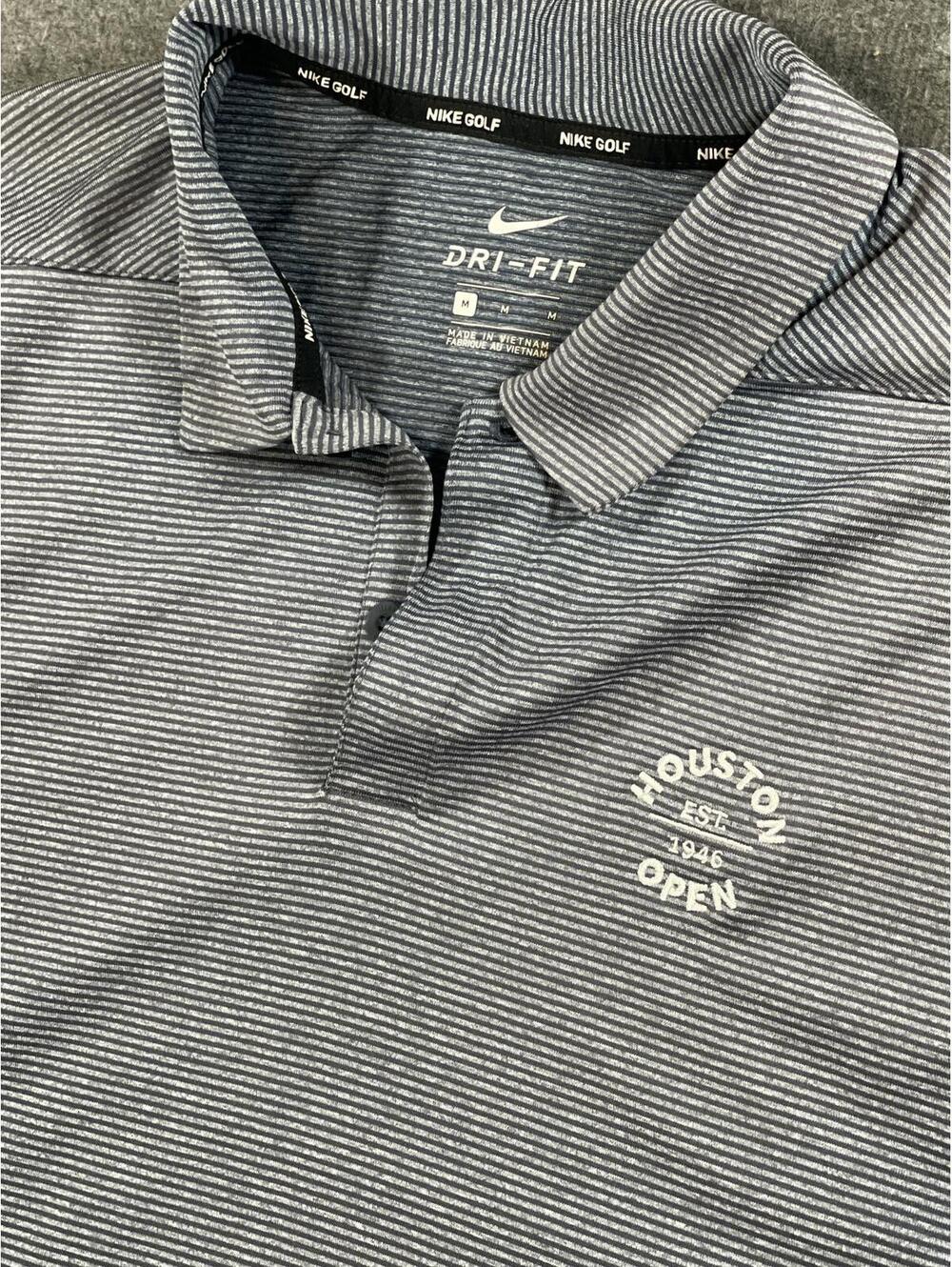 Nike Dri-Fit Men's Golf Polo Houston Open Grey Stripe - Size Medium